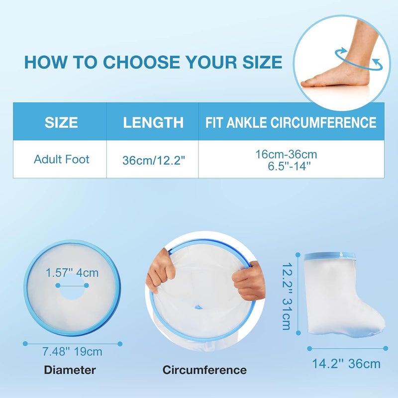 Qinaoco Waterproof Foot Cast Covers for Shower Adult, Shower Boot Foot Protector with Non-Slip Bottom, Adult Cast Protector for Shower Ankle Foot After Surgery - Image 5